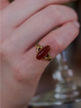 Antique 10K Carnelian Cabochon Ring